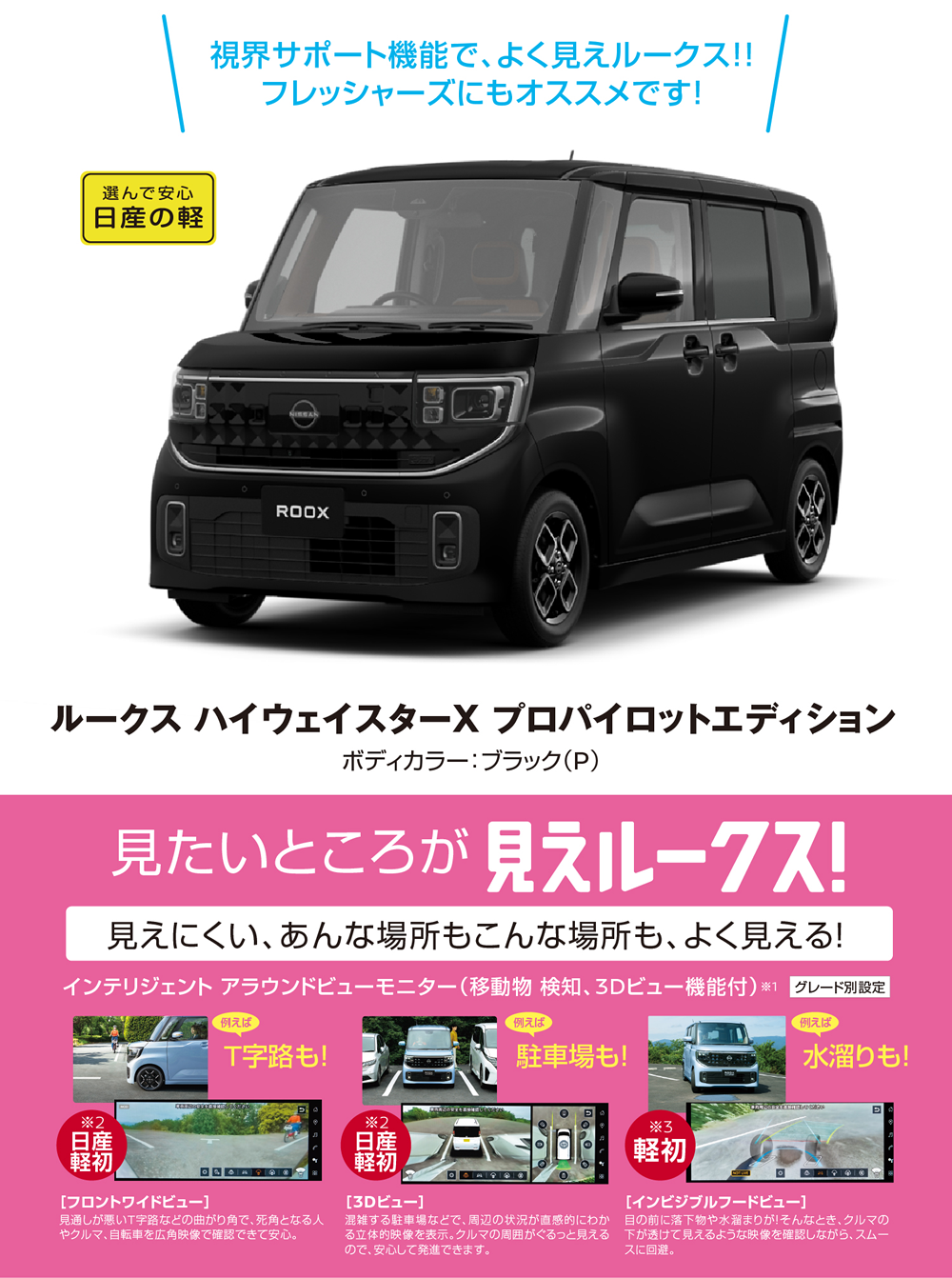 見たいところが見えルークス！見えにくい、あんな場所もこんな場所も、よく見える！